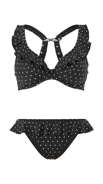 dottbikini sort bikini med hvite prikker